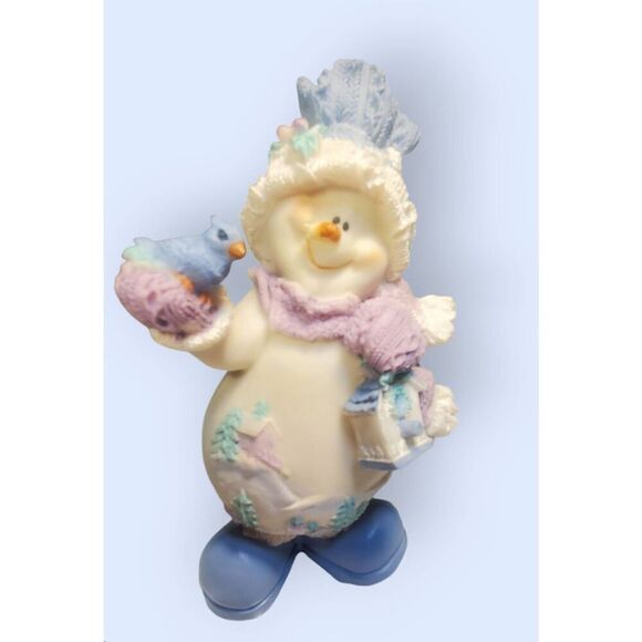 Adorable Christmas Snowman Couple Figurines 7" - Picture 2 of 4